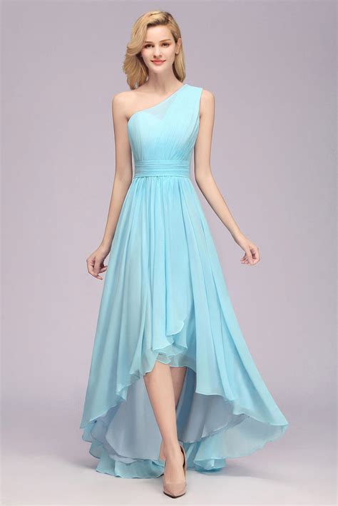 Sky Blue One Shoulder Hi-Low Dress – ShObO