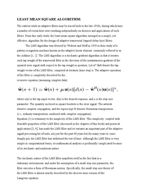 Least Mean Squares Algorithm 的图像结果