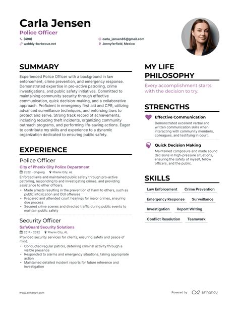 Police Officer Resume Template Police Officer Resume Examples
