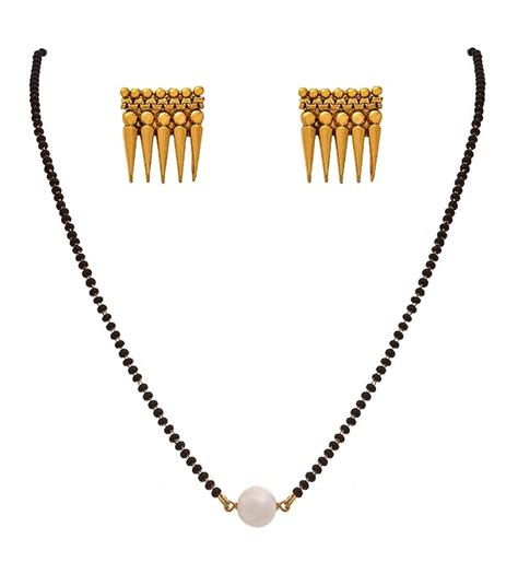 Buy BFC-Stylish One Gram Gold Plated Pearl Black Beads Mangalsutra For ...
