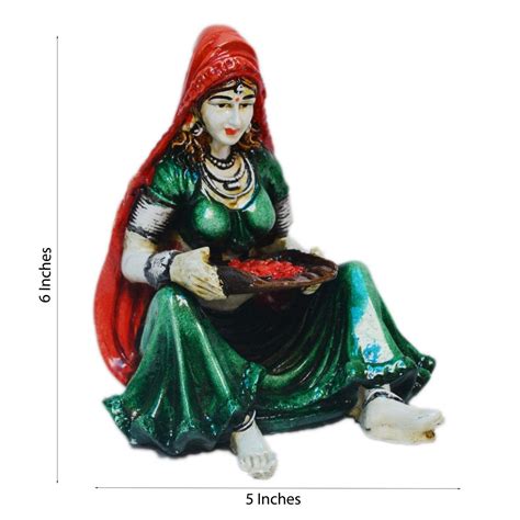Polyresin Rajasthani Lady Showpiece - eCraftIndia Online