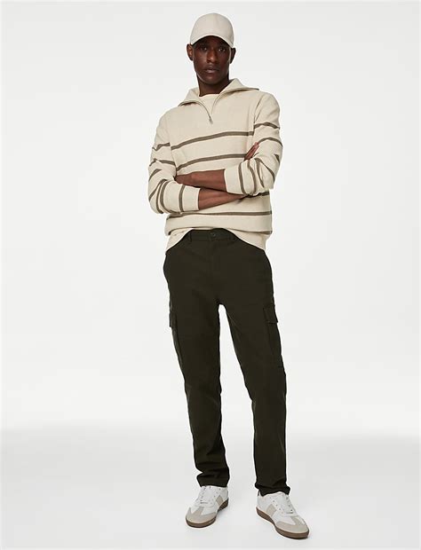 Buy Cotton Blend Striped Half Zip Jumper at Marks & Spencer