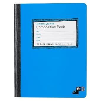 Yoobi153; Composition Book Wide Ruled - Blue, 9.75" x 7.5", 100 Sheets ...