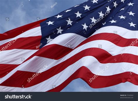 Picture Huge American Flag Waving Breeze Stock Photo 27320563 ...