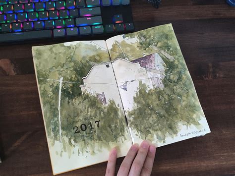 Really liked this house completely surrounded by trees : r/Watercolor