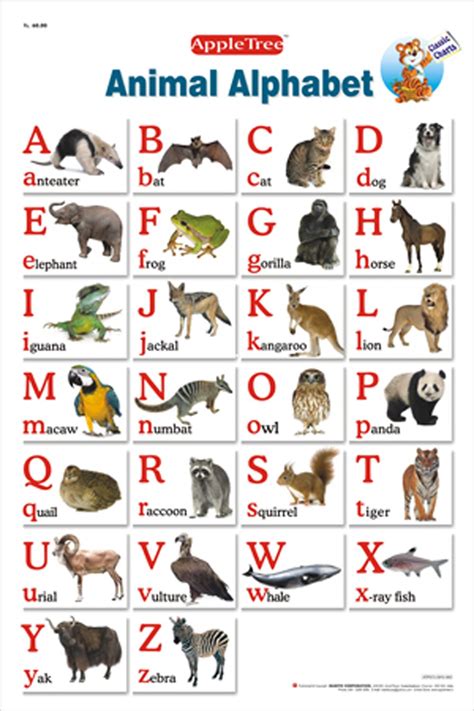 Educational Charts Animal Alphabet