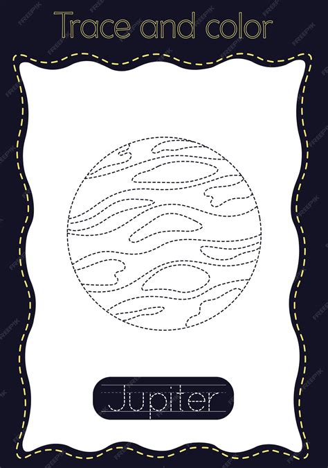 Premium Vector | Trace and color a jupiter