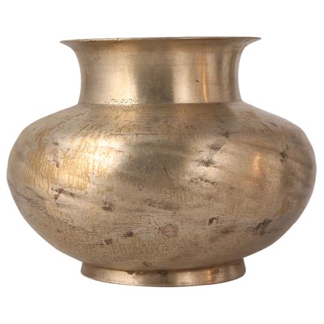 Round Engraved Holy Water Pot for Hindu Rituals
