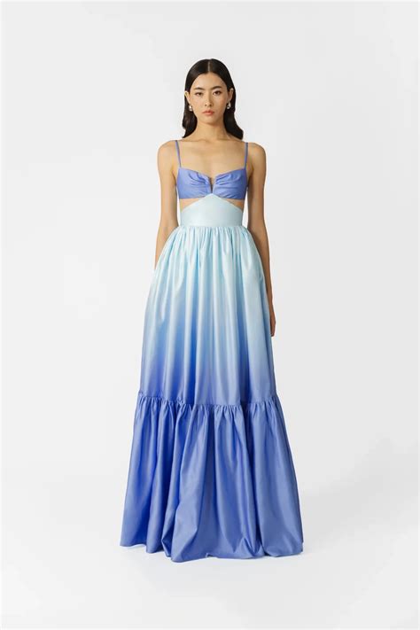 Nova Satin Gown in Blue Ombre | SAU LEE Official Website