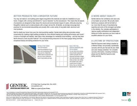 Gentek Building Products, Inc., Catalogs, SteelTek Supreme Steel Siding ...