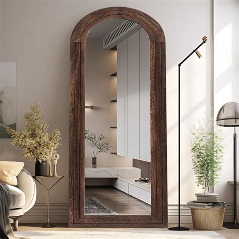 Amazon.com: ZHUNFA Arched Full Length Mirror with Solid Wood Frame ...
