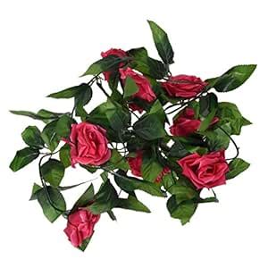 2.5M Rose : SODIAL(R) Artificial Fake Faux Scindapsus Leaf Vine Plant ...