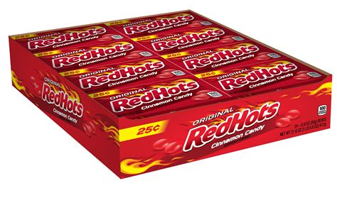 Ferrara Original Red Hots, Fiery Cinnamon Candy, 0.9oz, Box of 24 ...