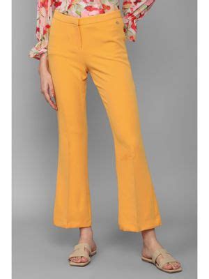 Buy Allen Solly Women Yellow Regular Fit Solid Casual Trousers Online