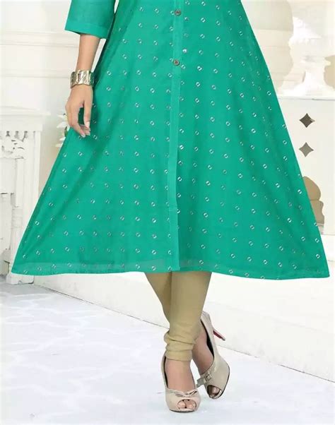 Green Colour Chanderi Fabric Embellished Kurti – South India Shopping Mall