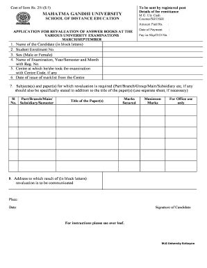 India Mahatma Gandhi University Application for Migration - Blank ...