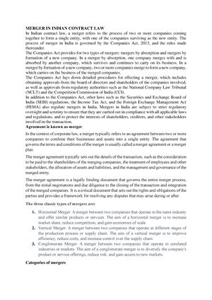 ROLE OF Government IN Merger 1 - ROLE OF GOVERNMENT IN MERGER The role ...