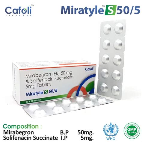 Miratyle S 50/5 Tablet (Mirabegron 50mg + Solifenacin 5mg)