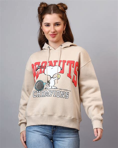 Peanuts Printed Relaxed Fit Hoodie For Women – Free Authority