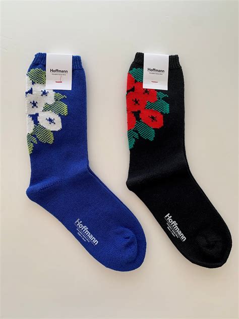 Hoffmann リネン&コットン 朝顔柄ローゲージソックス | Piece Online Shop