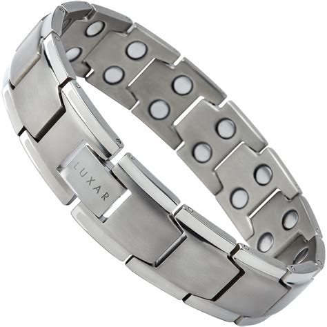 Buy LUXAR Men's Titanium Magnetic Linked Bracelet | Double Magnet ...