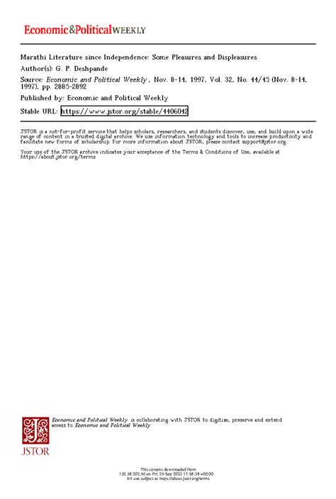 Marathi Literature and Culture: Insights Since Independence - Studocu