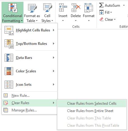 Image result for Clear Conditional Formatting Excel