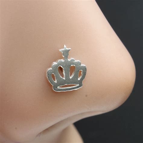 Handmade Sterling Silver Nose pin in Crown Shape – Karizma Jewels