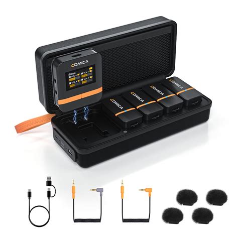 Amazon.com: COMICA Vimo Q Wireless Lavalier Microphone System with 4 Transmitters and 1 Receiver ...