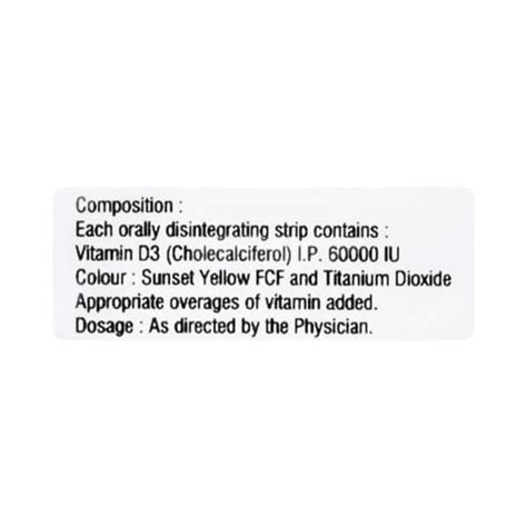 Calcirol Mds 60000 IU Orally Disintegrating Strip (1): Uses, Side ...