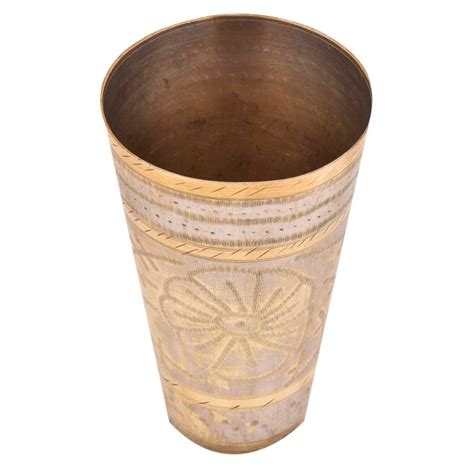 Brass Punjabi Lassi Glass With Big Flower In Centre