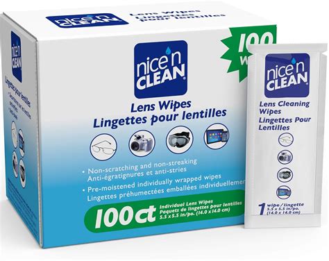 Nice 'n Clean Lens Cleaning Wipes (100 Total Wipes) | Pre-Moistened ...