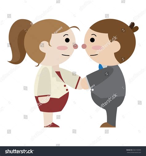 Businessman Business Woman Shaking Hands Cartoon Stock Vector (Royalty ...