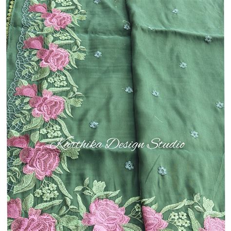 Soft organza saree with embroidered border – karthika design studio