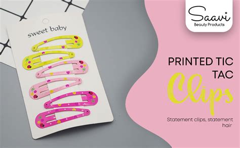 Saavi™ Printed Multicolor Snap Hair Clips Tic Tac (Multicolour, Pack of ...