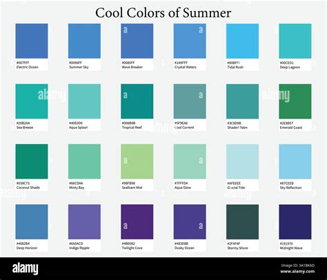 Color Palettes 24 Cool Shades of Summer - Blue, Green, Purple Colors ...