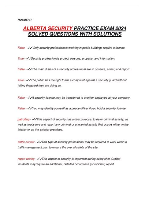 ALBERTA SECURITY PRACTICE EXAM 2024 SOLVED QUESTIONS WITH SOLUTIONS ...