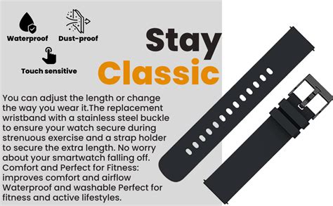INEFABLE 22mm SmartWatch Strap with Stainless Steel Buckle Compatible ...