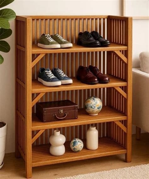 CRAFTCANE Bamboo Book Rack, Shoe Rack, Multipurpose Rack, 4 Shelf ...