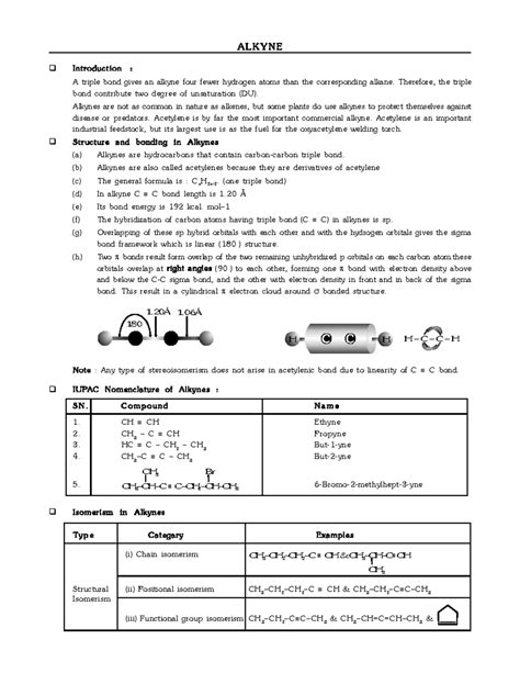 A L K Y N E - notes - Intro duct ion : A triple bond gives an alkyne ...