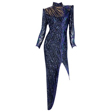 Vintage Bob Mackie Fully Beaded long Sleeve Gown 1980s Rare ...