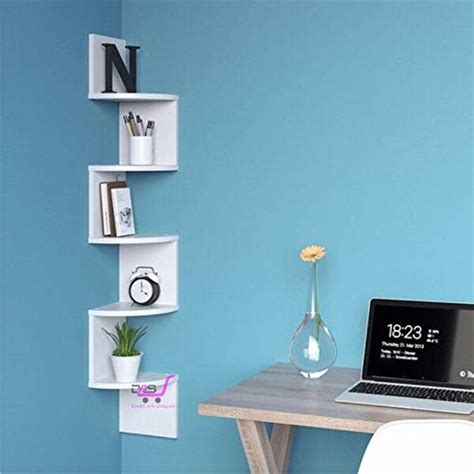 Dream Arts Zigzag Corner Wall Mount Shelf Unit Racks and Shelves Book ...