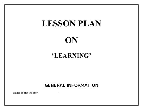 B. Sc. Nursing 1st Sem: Lesson Plan on Learning Concepts - Studocu