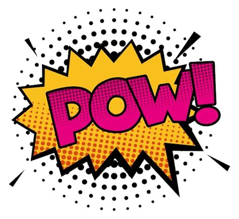 Pow splash bubble in color comic style with halftone shadow | Premium ...