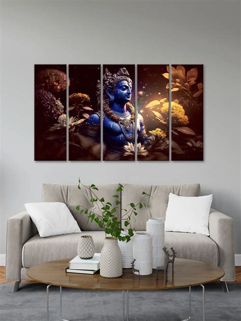 999STORE lord shiva with golden flower and leaf modern art wall ...