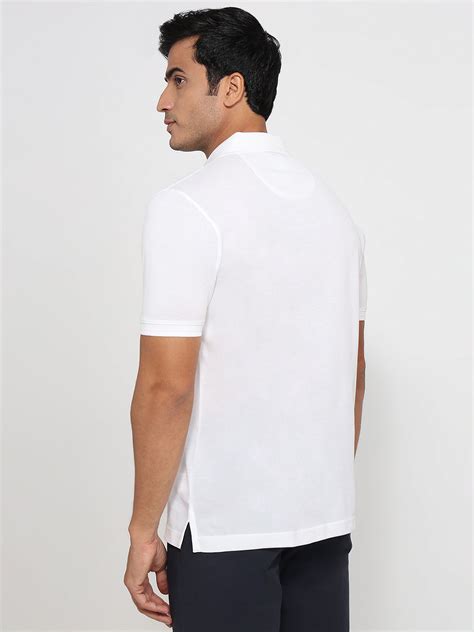 Colorplus Men White Regular Fit Solid Polo Neck Collar T-shirt – MyRaymond