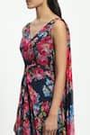Buy Blue Chiffon Printed Floral V-neck The One Dress For Women by Satya ...