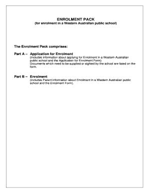Fillable Online bertramps wa edu ENROLMENT PACK (for enrolment in a ...