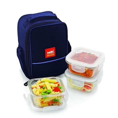 Buy Cello Seal O Fresh Square Borosilicate Microwavable Glass Lunch Box ...