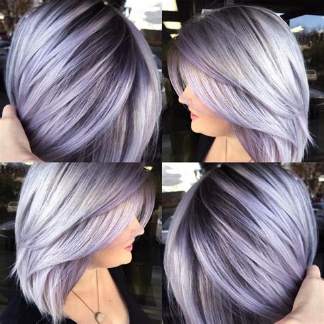 Jeryl Spear on Instagram: "Silver lavender hair color and smooth bob ...